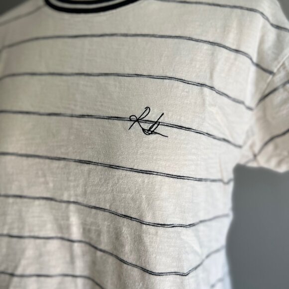 Rag & Bone Striped, Embroidered Short Sleeve Tee Shirt - Picture 4 of 11